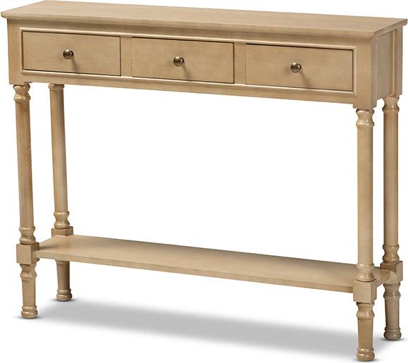 Wholesale Interiors Consoles - Calvin Classic and French Farmhouse Oak Brown Finished Wood 3-Drawer Entryway Console Table