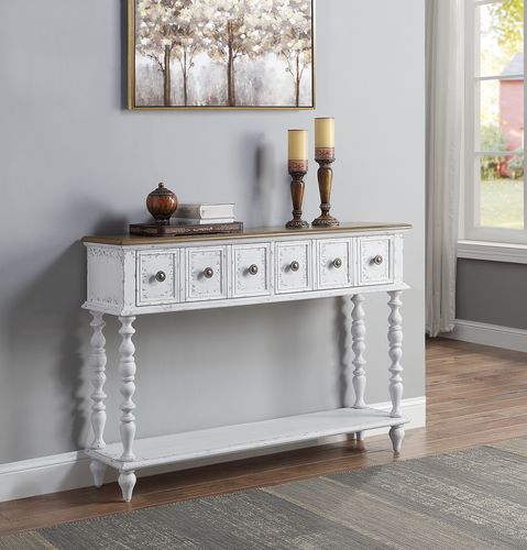 ACME Consoles - ACME Bence Console Table, Dark Charcoal & Antique White Finish