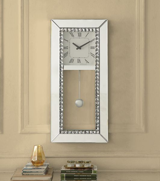 ACME Clocks - ACME LOTUS Wall Clock, Mirrored & Faux Crystal Diamonds