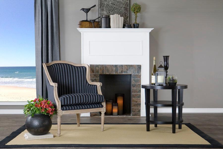 Wholesale Interiors Accent Chairs - Charlemagne Traditional French Black and Grey Striped Accent Chair