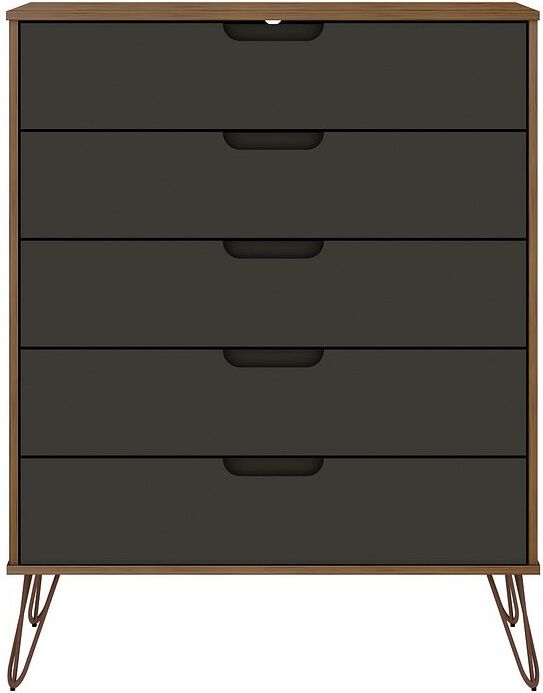 Manhattan Comfort Bedroom Sets - Rockefeller Nature & Texture Gray 5-Drawer Dresser & 2-Drawer Nightstand Set