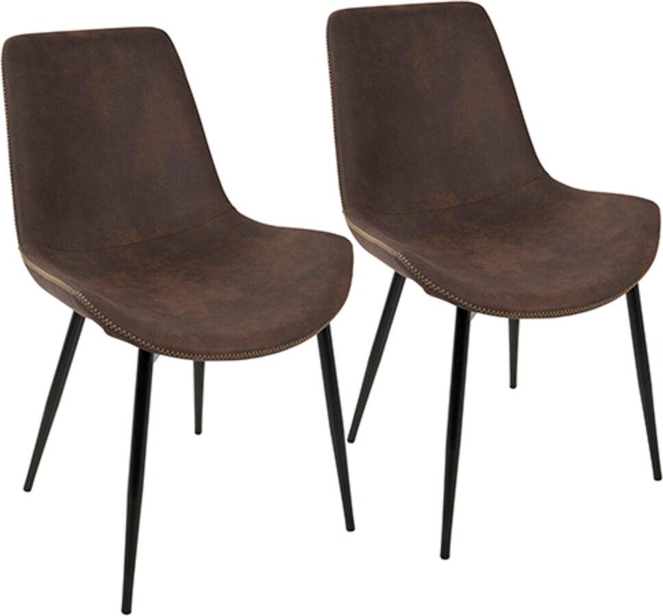 Lumisource Dining Chairs - Duke Industrial Dining Chair in Black and Espresso Fabric - Set of 2