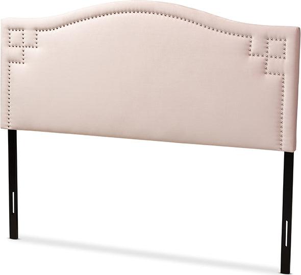 Wholesale Interiors Headboards - Aubrey Light Pink Velvet King Size Headboard