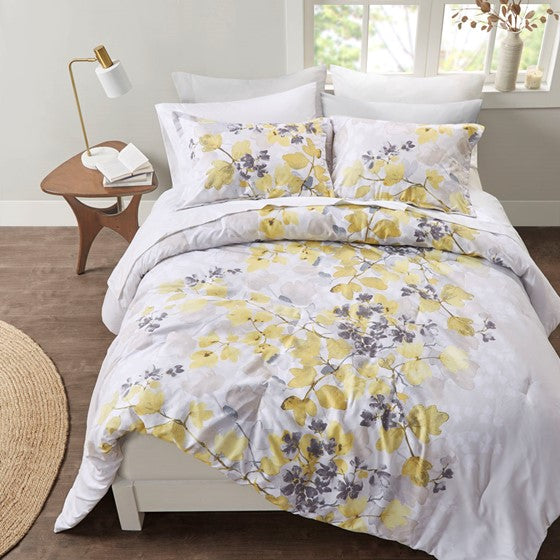 Olliix.com Comforters & Blankets - Comforter Set with Bed Sheets Yellow Queen