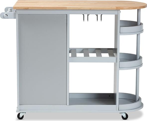 Wholesale Interiors Kitchen & Bar Carts - Donnie Coastal And Farmhouse Two-Tone Light Grey And Natural Finished Wood Kitchen Storage Cart