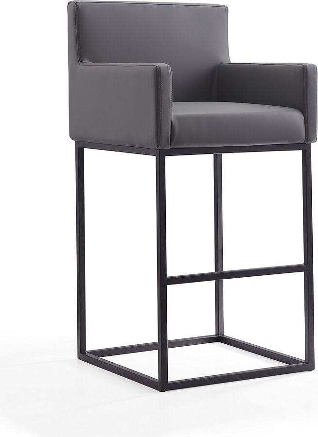 Manhattan Comfort Barstools - Ambassador 42 in. Grey and Black Metal Barstool (Set of 2)