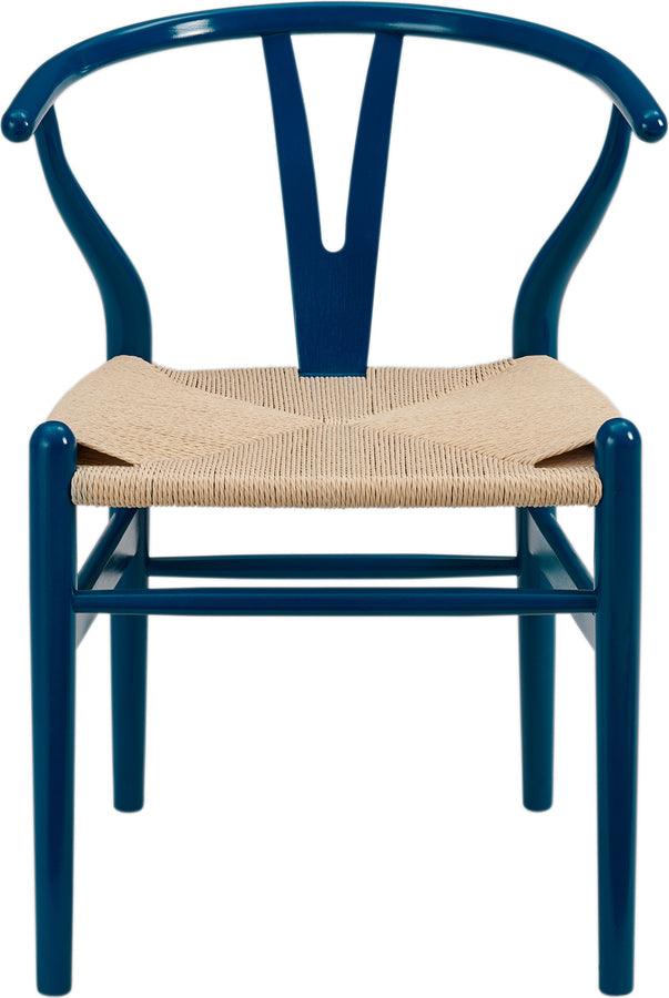 Euro Style Dining Chairs - Evelina Side Chair in Midnight Blue and Natural Rush Seat - Set of 2