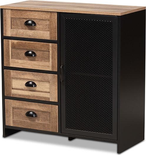 Wholesale Interiors Buffets & Sideboards - Connell Contemporary Two-Tone Natural Brown and Black Wood and Black Metal Sideboard