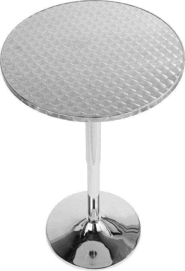 Lumisource Bar Tables - Bistro Contemporary Adjustable Round Bar Table in Silver