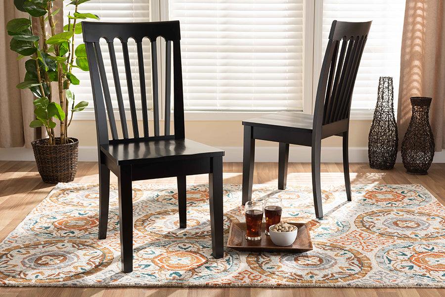 Wholesale Interiors Dining Chairs - Minette Dark Brown Finished Wood 2-Piece Dining Chair Set