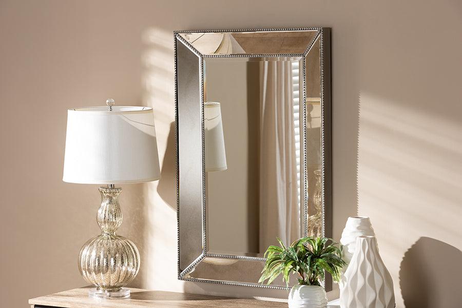Wholesale Interiors Mirrors - Emelie Modern and Contemporary Antique Silver Finished Accent Wall Mirror