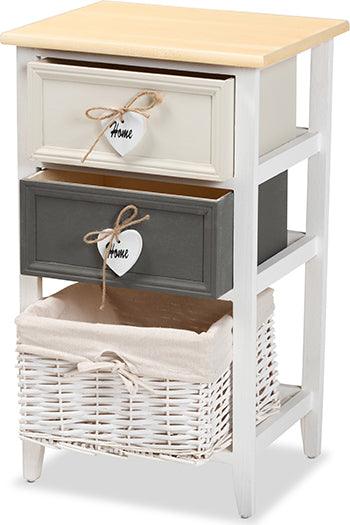 Wholesale Interiors Bedroom Organization - Diella Modern and Contemporary Multi-Colored Wood 2-Drawer Storage Unit with Basket