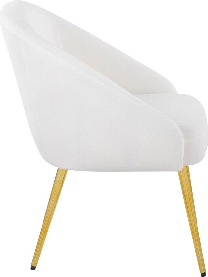 Lumisource Accent Chairs - Shiraz Contemporary/Glam Chair In Gold Metal & White Velvet