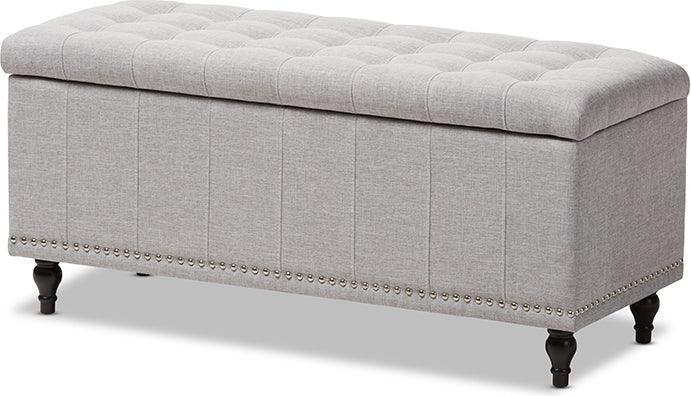 Wholesale Interiors Benches - Kaylee Modern Classic Grayish Beige Fabric Upholstered Button-Tufting Storage Ottoman Bench