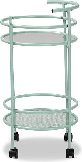 Wholesale Interiors Kitchen & Bar Carts - Newell Mint Green Finished Metal 2-Tier Kitchen Cart