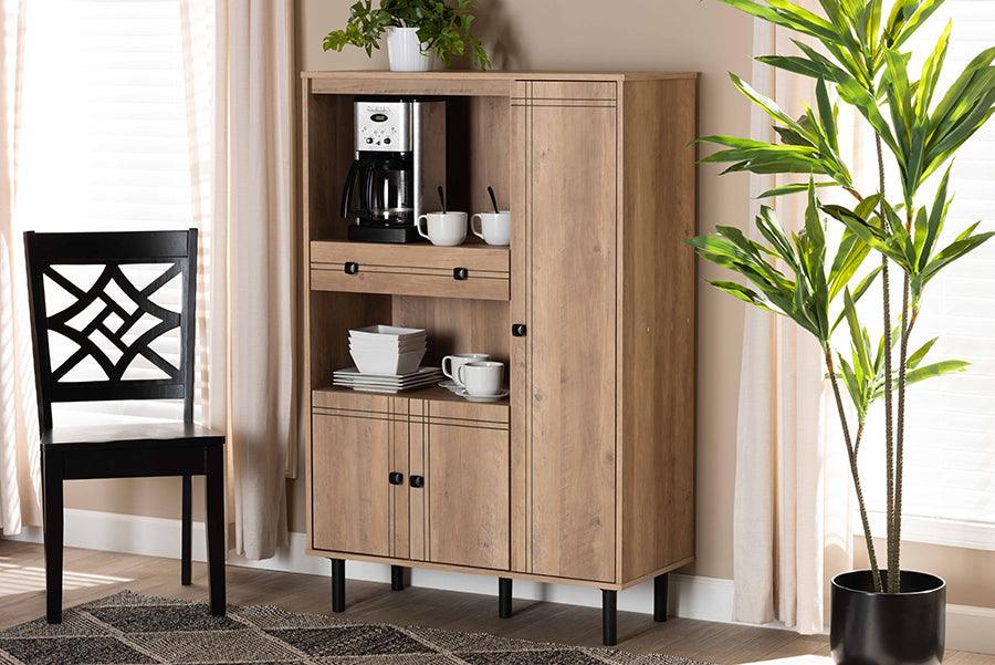 Wholesale Interiors Buffets & Sideboards - Patterson Modern and Contemporary Oak Brown Finished 1-Drawer Kitchen Storage Cabinet