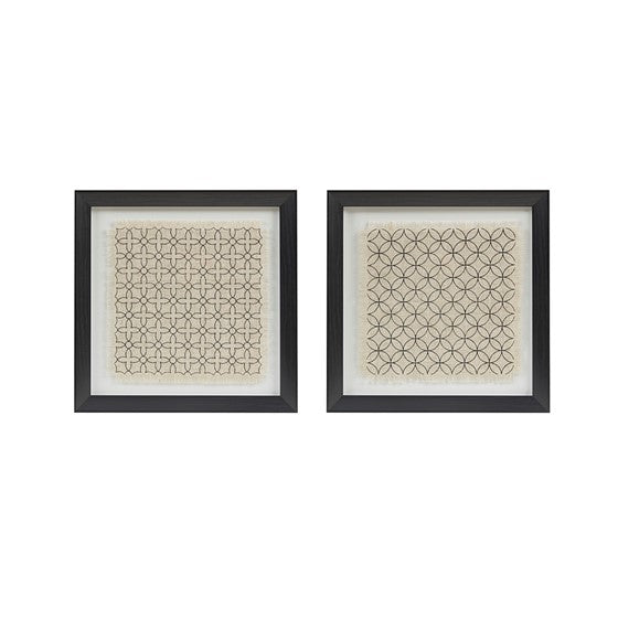Olliix.com Wall Art - 2-piece Framed Glass and Matted Linen Wall Art Set Beige/Natural