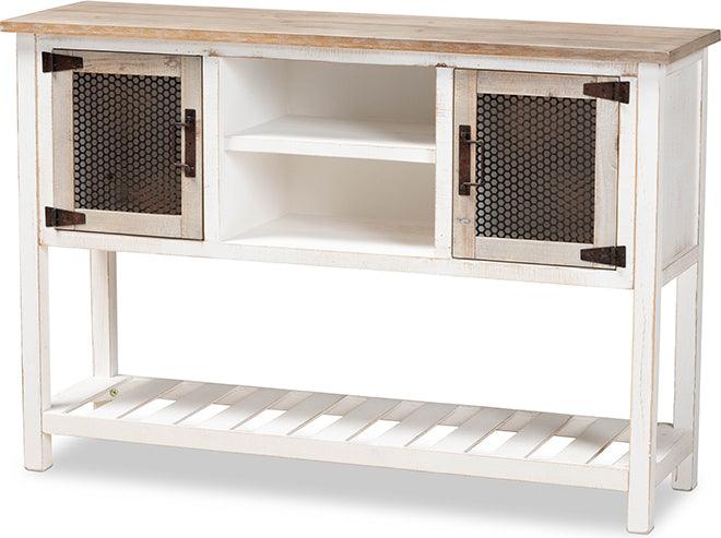 Wholesale Interiors Buffets & Sideboards - Deacon Weathered Two-Tone White and Oak Brown Finished Wood 2-Door Dining Room Sideboard Buffet