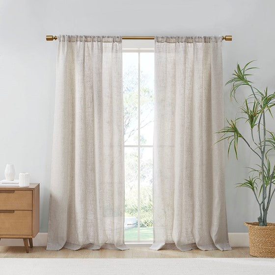 Olliix.com Curtains - Linen Blend Light Filtering Curtain Panel Pair Natural