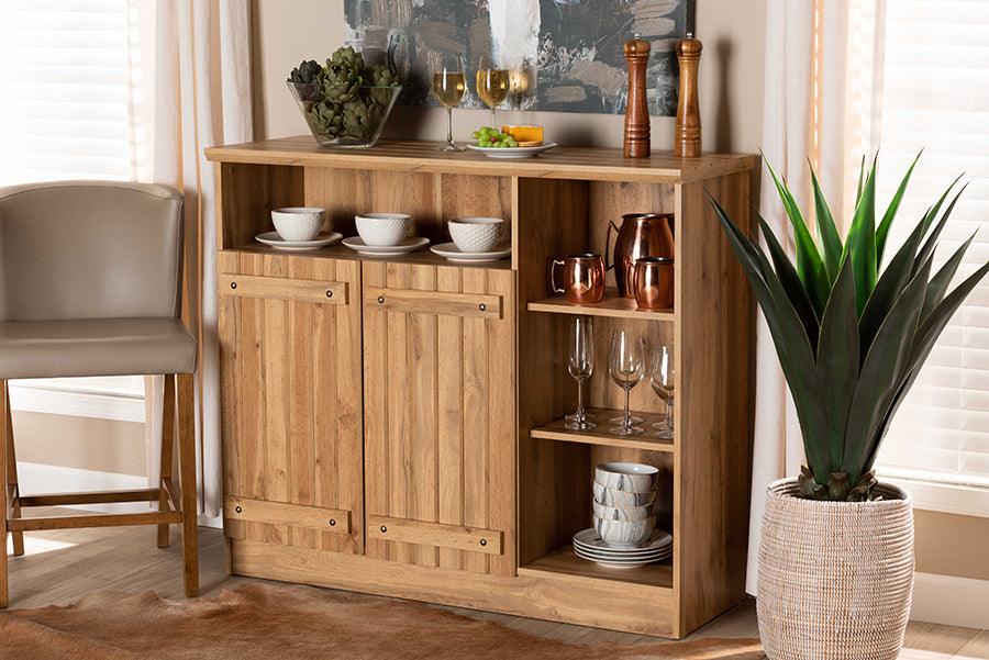 Wholesale Interiors Buffets & Sideboards - Eren Farmhouse Natural Oak Finished Wood 2-Door Dining Room Sideboard Buffet Oak Brown