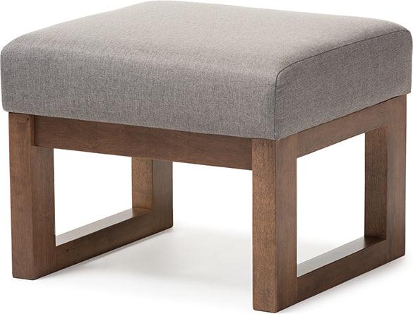 Wholesale Interiors Ottomans & Stools - Yashiya Mid-century Retro Modern Grey Fabric Upholstered Ottoman Stool