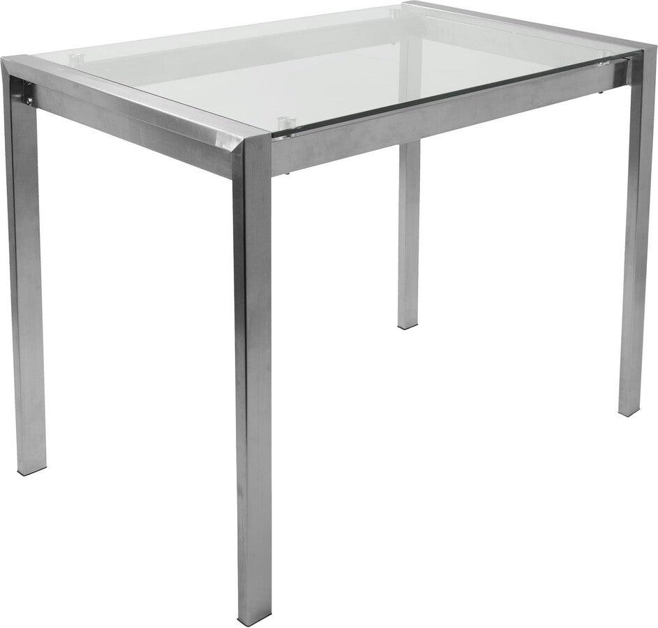 Lumisource Bar Tables - Fuji Contemporary Counter Table in Stainless Steel and Clear Glass