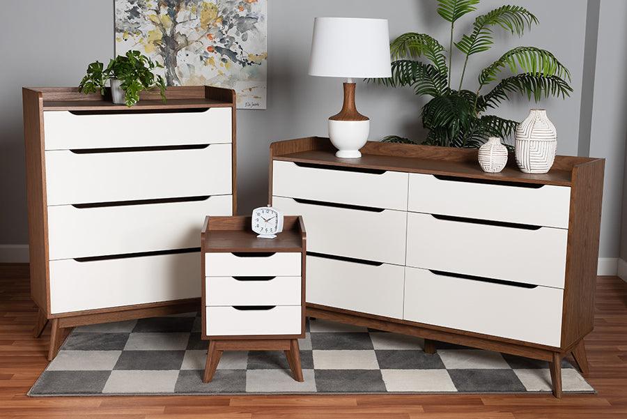 Wholesale Interiors Bedroom Sets - Brighton Mid-Century Modern Two-Tone White and Walnut Brown Finished Wood 3-Piece Storage Set