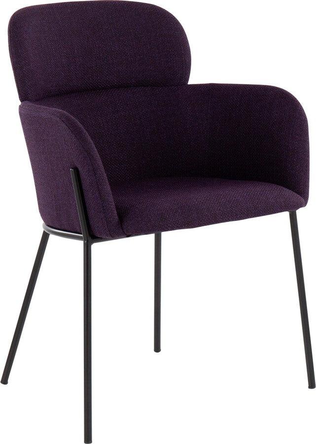 Lumisource Accent Chairs - Milan Contemporary Chair In Black Metal & Purple Noise Fabric (Set of 2)