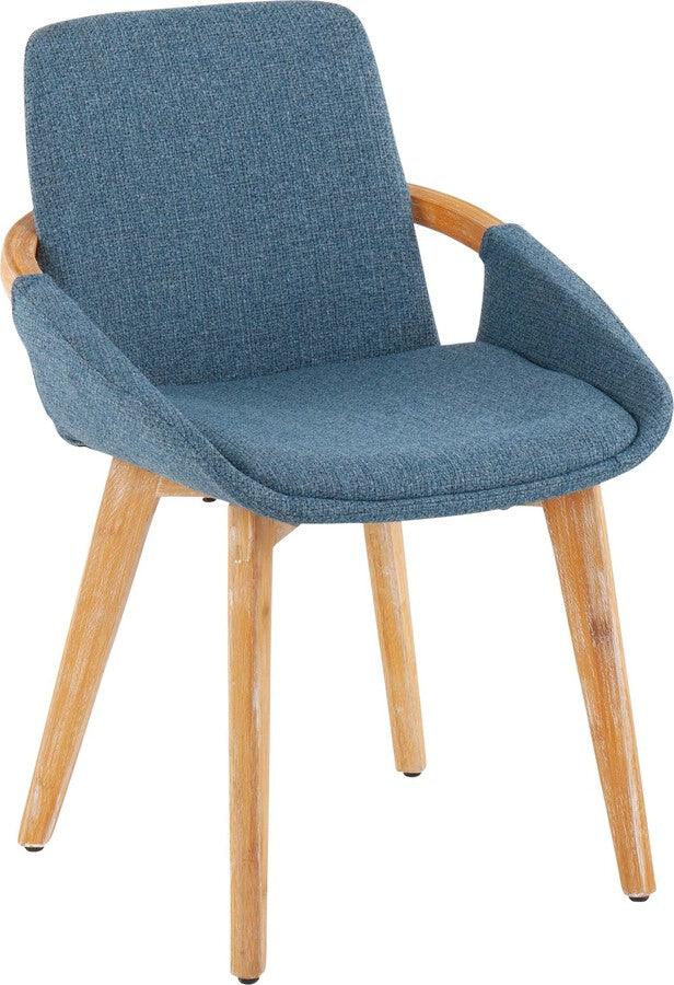 Lumisource Accent Chairs - Cosmo Mid-Century Chair In Natural Bamboo & Blue Fabric