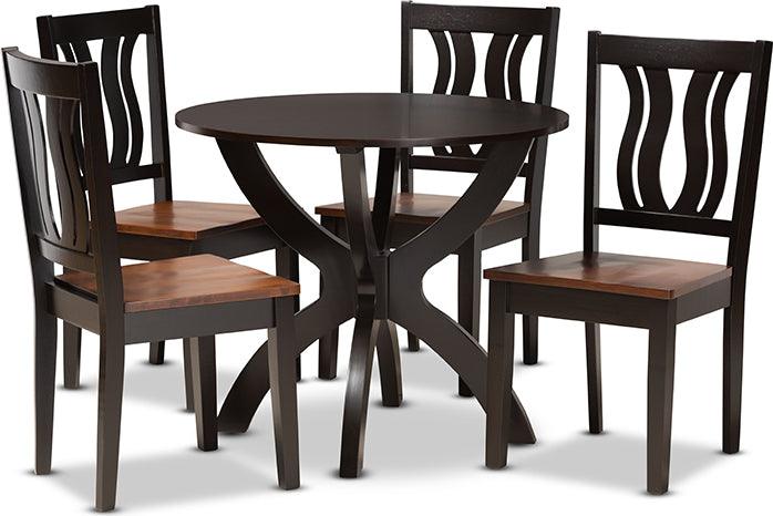 Wholesale Interiors Dining Sets - Karla Two-Tone Dark Brown and Walnut Brown Finished Wood 5-Piece Dining Set