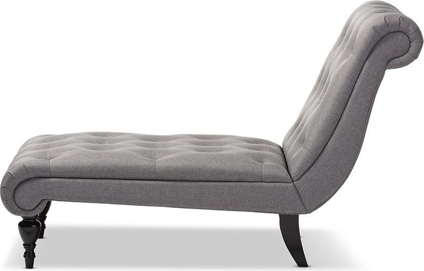 Wholesale Interiors Sleepers & Futons - Layla Mid-Century Retro Modern Grey Fabric Upholstered Button-Tufted Chaise Lounge