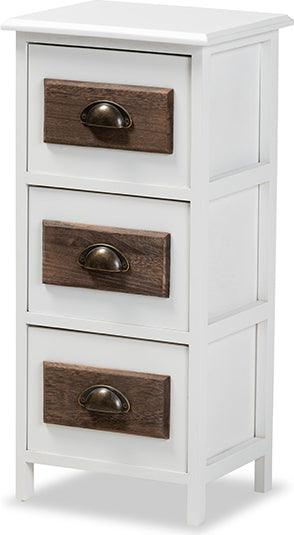 Wholesale Interiors Bedroom Organization - Fanning Modern and Contemporary Two-Tone White and Brown Wood 3-Drawer Storage Unit