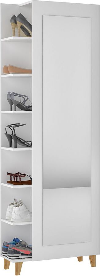 Manhattan Comfort Shoe Storage - Minetta 14-Pair Mid-Century Shoe Closet in White