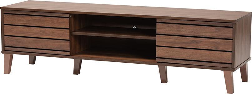 Wholesale Interiors TV & Media Units - Teresina Mid-Century Modern Transitional Walnut Brown Finished Wood 2-Door TV Stand