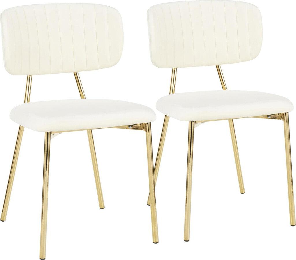 Lumisource Accent Chairs - Bouton Contemporary/Glam Chair In Gold Metal & Cream Velvet (Set of 2)