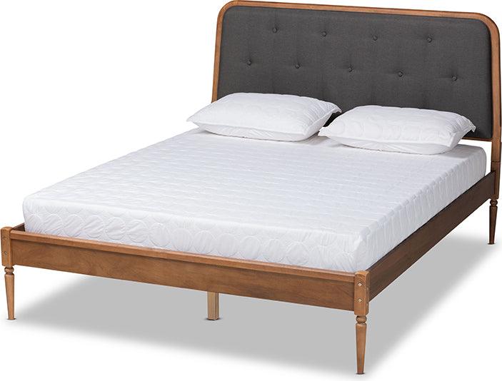 Wholesale Interiors Beds - Diantha King Size Platform Bed Dark Gray & walnut