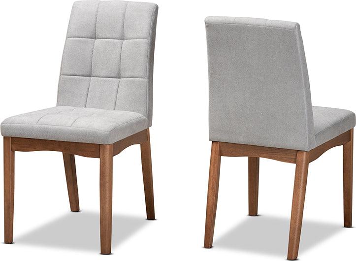 Wholesale Interiors Dining Chairs - Tara Mid-Century Modern Grey Fabric and Brown Wood 2-Piece Dining Chair Set