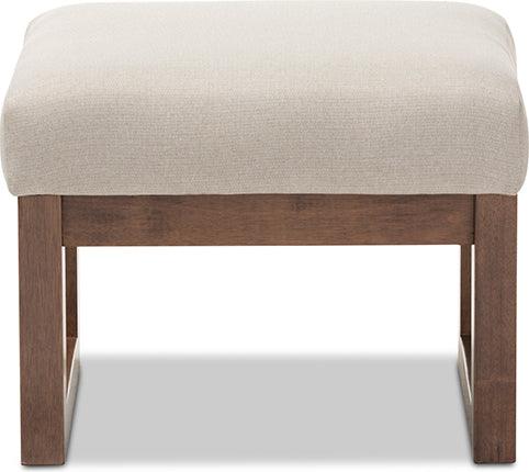 Wholesale Interiors Ottomans & Stools - Yashiya Mid-century Retro Modern Light Beige Fabric Upholstered Ottoman Stool