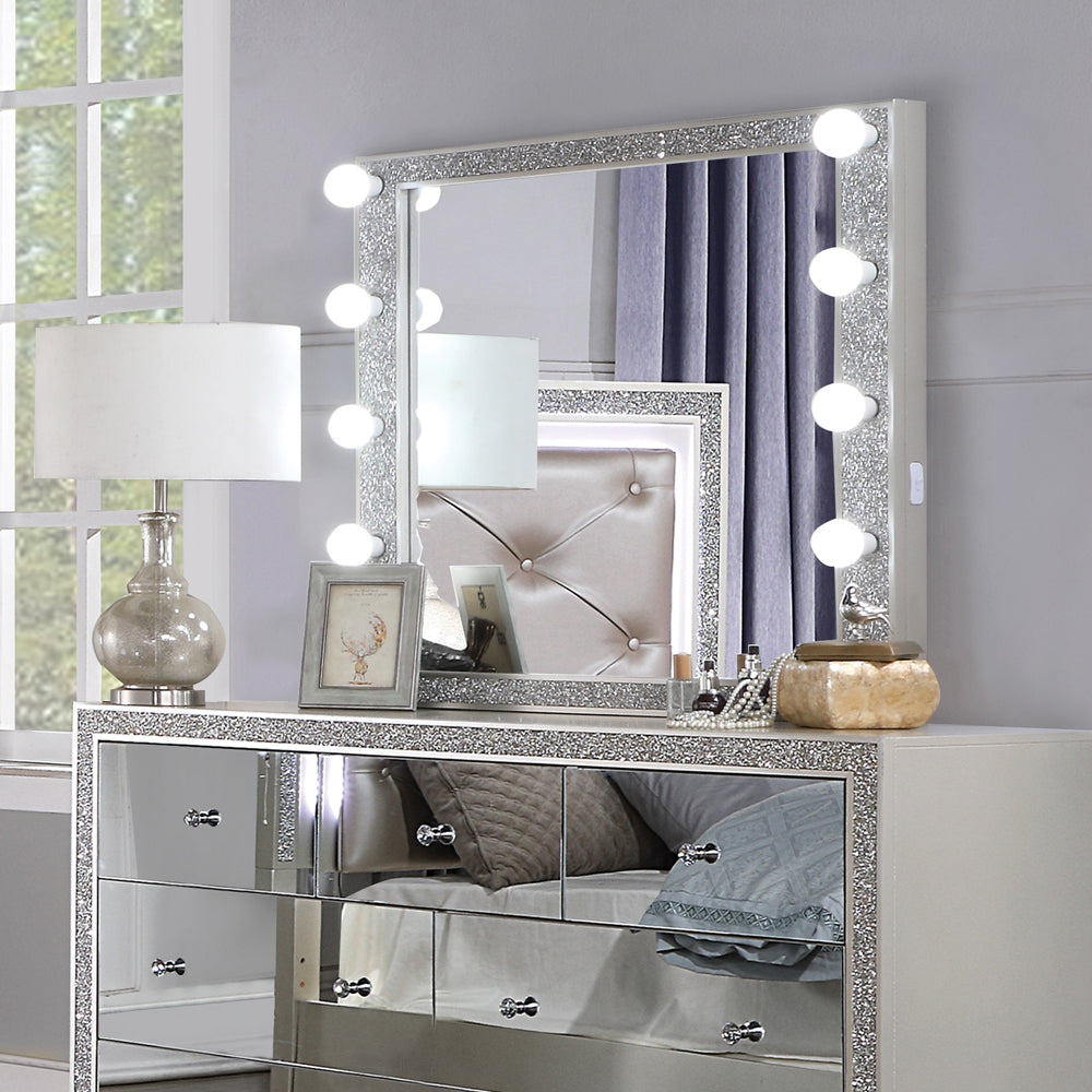 ACME Mirrors - ACME Sliverfluff Mirror w/Light, Mirrored & Champagne Finish