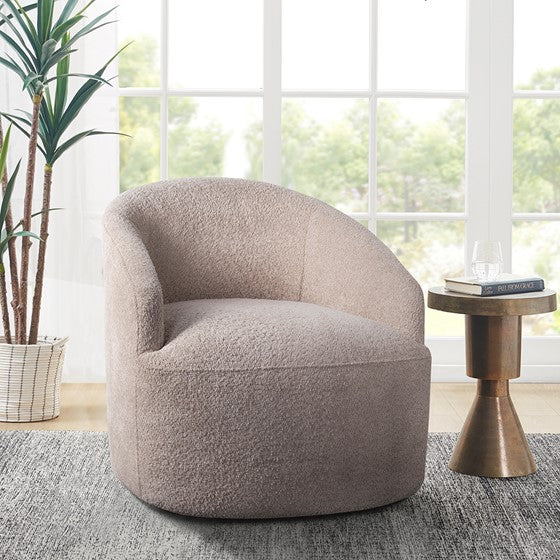Olliix.com Accent Chairs - Upholstered 360 Degree Swivel Chair Beige