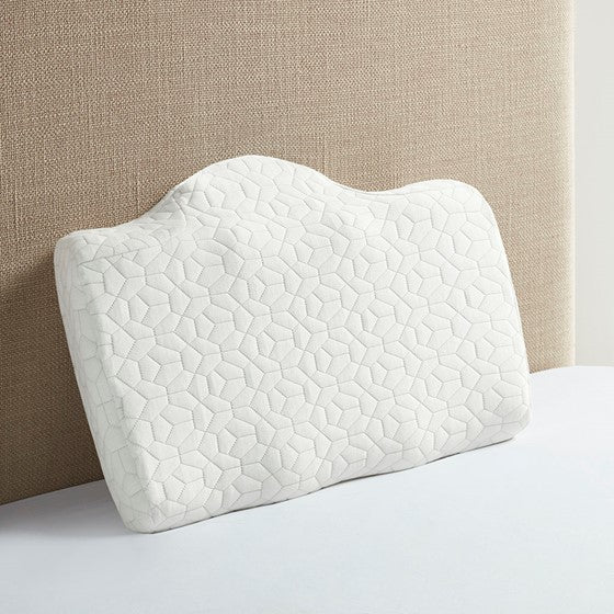 Olliix.com Pillows & Throws - Cooling Gel Pad Contour Foam Pillow with Removable Rayon from Bamboo/Poly Cover White