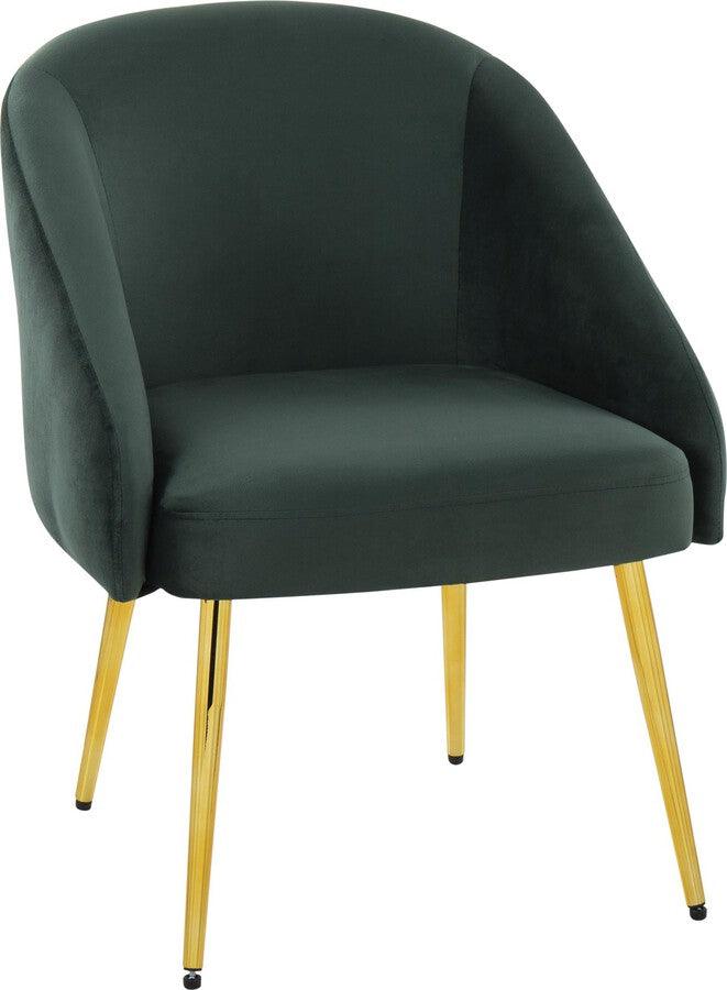 Lumisource Accent Chairs - Shiraz Contemporary/Glam Chair In Gold Metal & Green Velvet