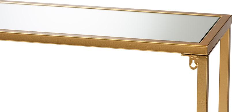 Wholesale Interiors Consoles - Alessa Glam Gold Finished Metal and Mirrored Glass Console Table