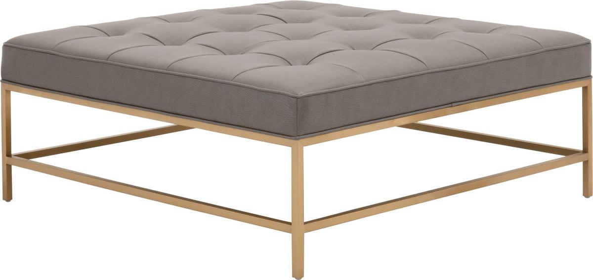 Essentials For Living Coffee Tables - Brule Upholstered Coffee Table Ore Gray & Brass