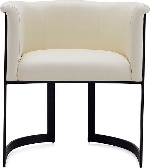 Manhattan Comfort Dining Chairs - Corso Leatherette Dining Chair with Metal Frame in Cream