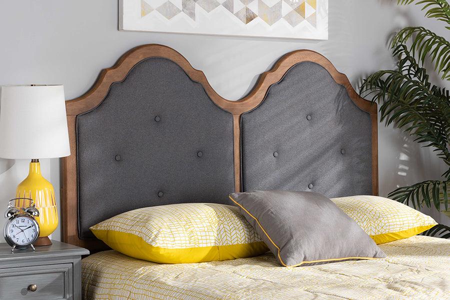 Wholesale Interiors Headboards - Falk Classic Traditional Dark Grey & Walnut Queen Size Arched Headboard