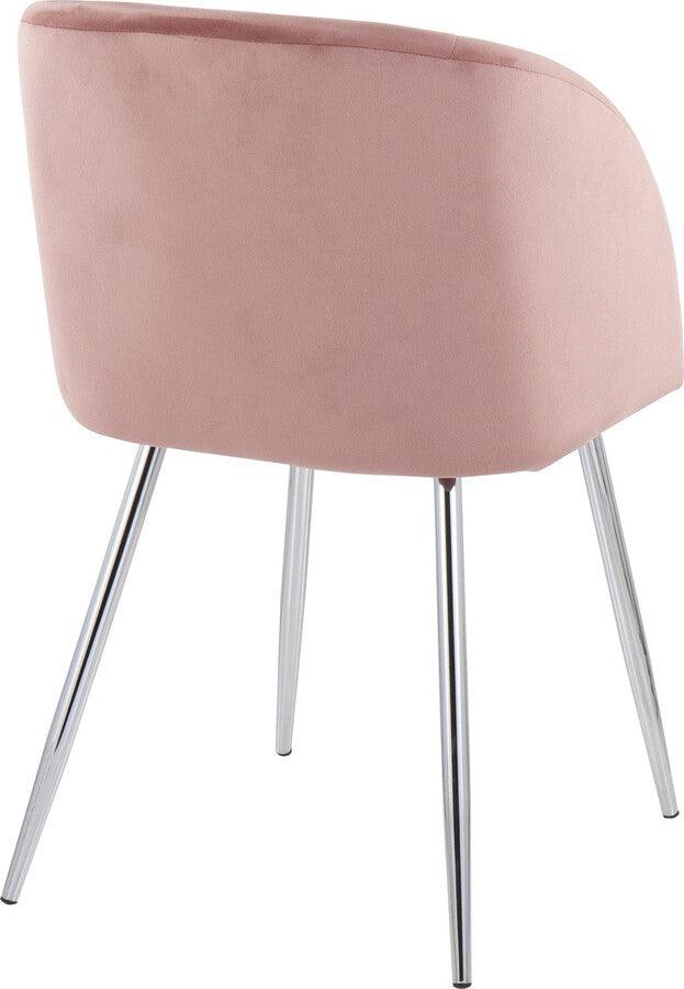 Lumisource Accent Chairs - Fran Contemporary Chair In Chrome & Pink Velvet (Set of 2)