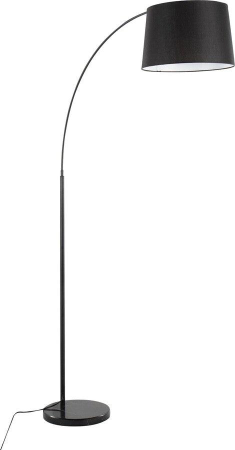 Lumisource Floor Lamps - March Contemporary Floor Lamp In Black Marble & Black Metal With Black Linen Shade