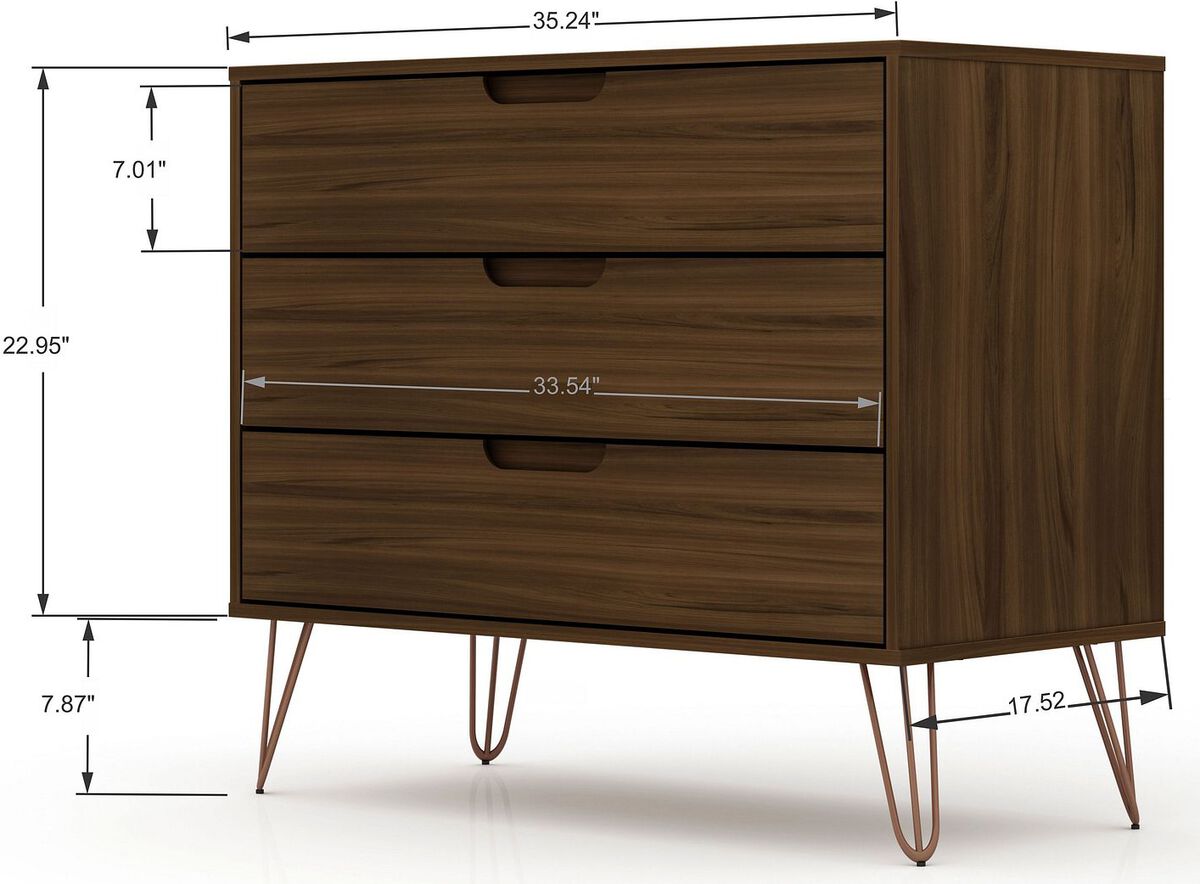 Manhattan Comfort Bedroom Sets - Rockefeller 3 Piece Bedroom Set Dressers Brown