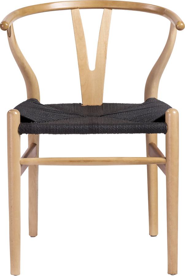 Euro Style Dining Chairs - Evelina Side Chair with Natural Stained Framed and Black Rush Seat - Set of 2